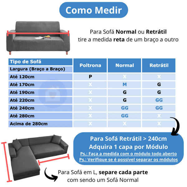 Como medir Protetor de Sofá para Gatos em Veludo Lar da Ana