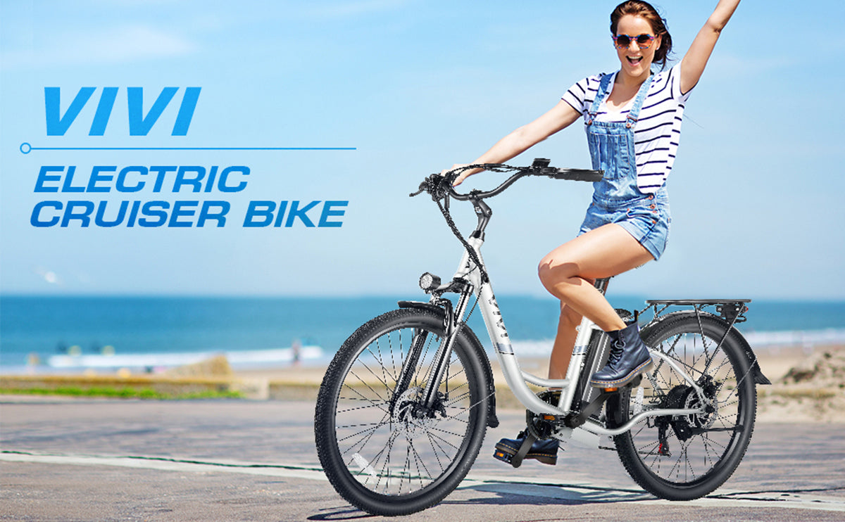 VIVI C26 26 Inch 500W Electric Cruiser City Bike Cruiser Bicycle with Rear Rack