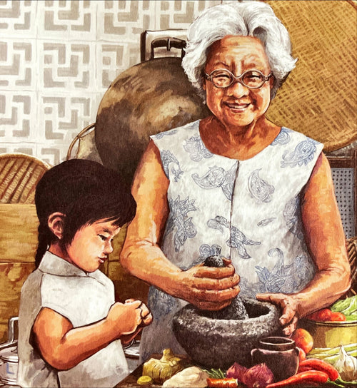 Shermay and her Grandmother, Mrs Lee Chin Koon, author of The Mrs Lee's Cookbook, published in 1974. From young, Shermay's exposure to Perenakan cooking through her grandmother, would grow up to draw inspiration and be heavily influenced by her grandmother and her cooking.