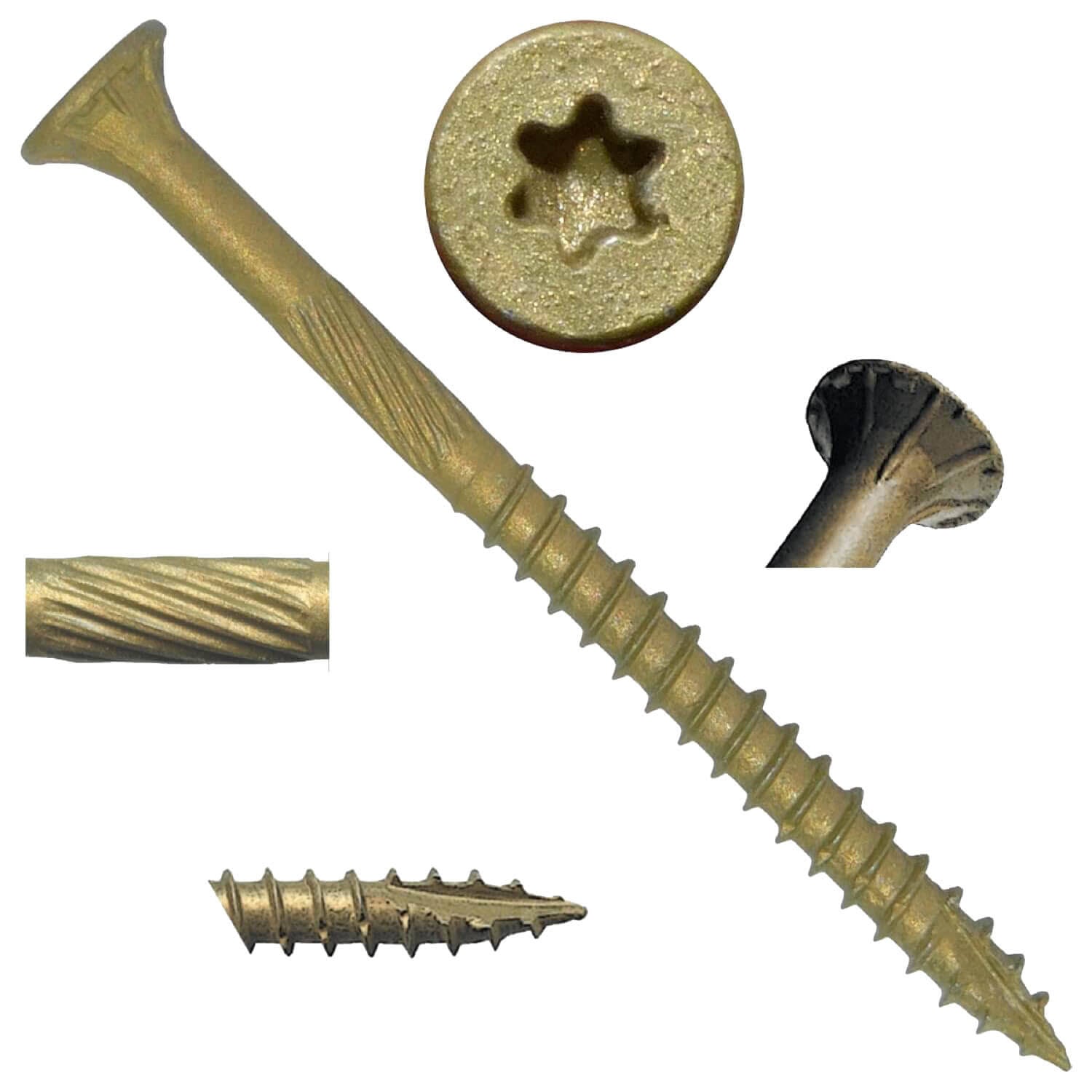 #9 x 2-1/2x22 Bronze Star Exterior Coated Wood Screw Torx/Star Drive Head (Full Box - 2500 Approx. Screw Count) - Multipurpose E