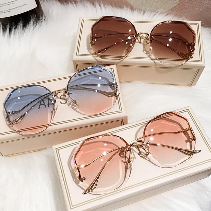 Mode Vintage UV400 Damen übergroße Quadratische Sonnenbrille