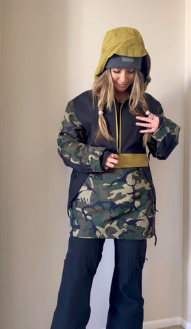 Girl wearing Dinoflage Airblaster Snowboard Jacket