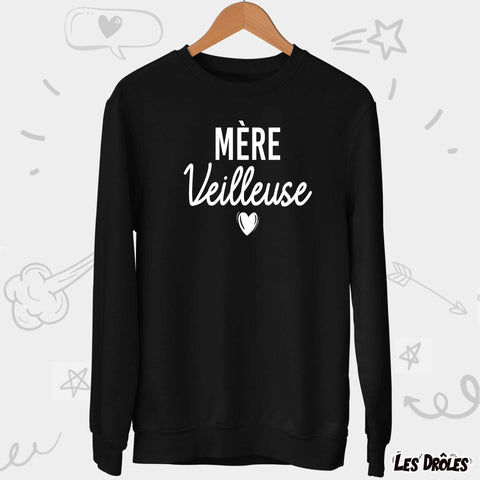 Détail du design du pull "Mère Veilleuse" pour femme