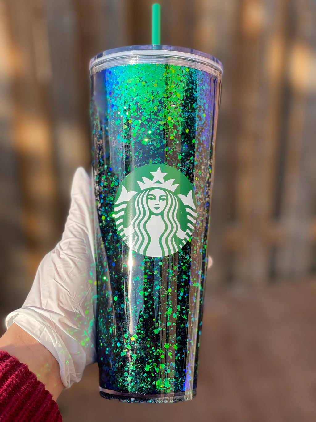 Starbucks Snowglobe Tumbler, Blue Snow Globe Tumbler, Starbucks Glitter Cup,  Starbucks Snow Globe Cup, Blue Glitter Tumbler, Winter Tumbler 