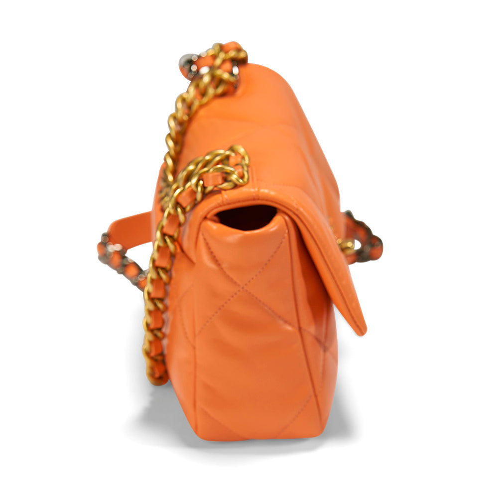 Chanel MediumLarge Lambskin Quilted Classic Flap Orange  THE PURSE AFFAIR