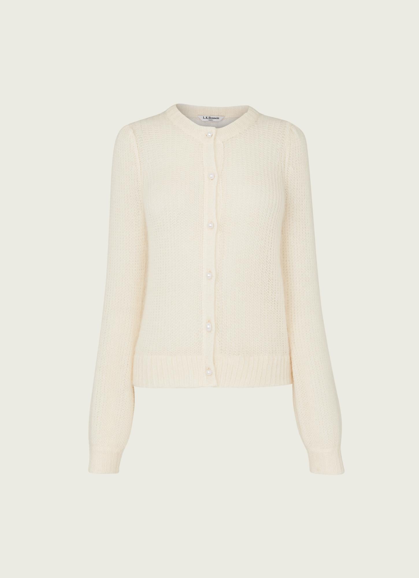 LK Bennett | Gaby Cream Mohair Blend Cardigan | LK Borrowed