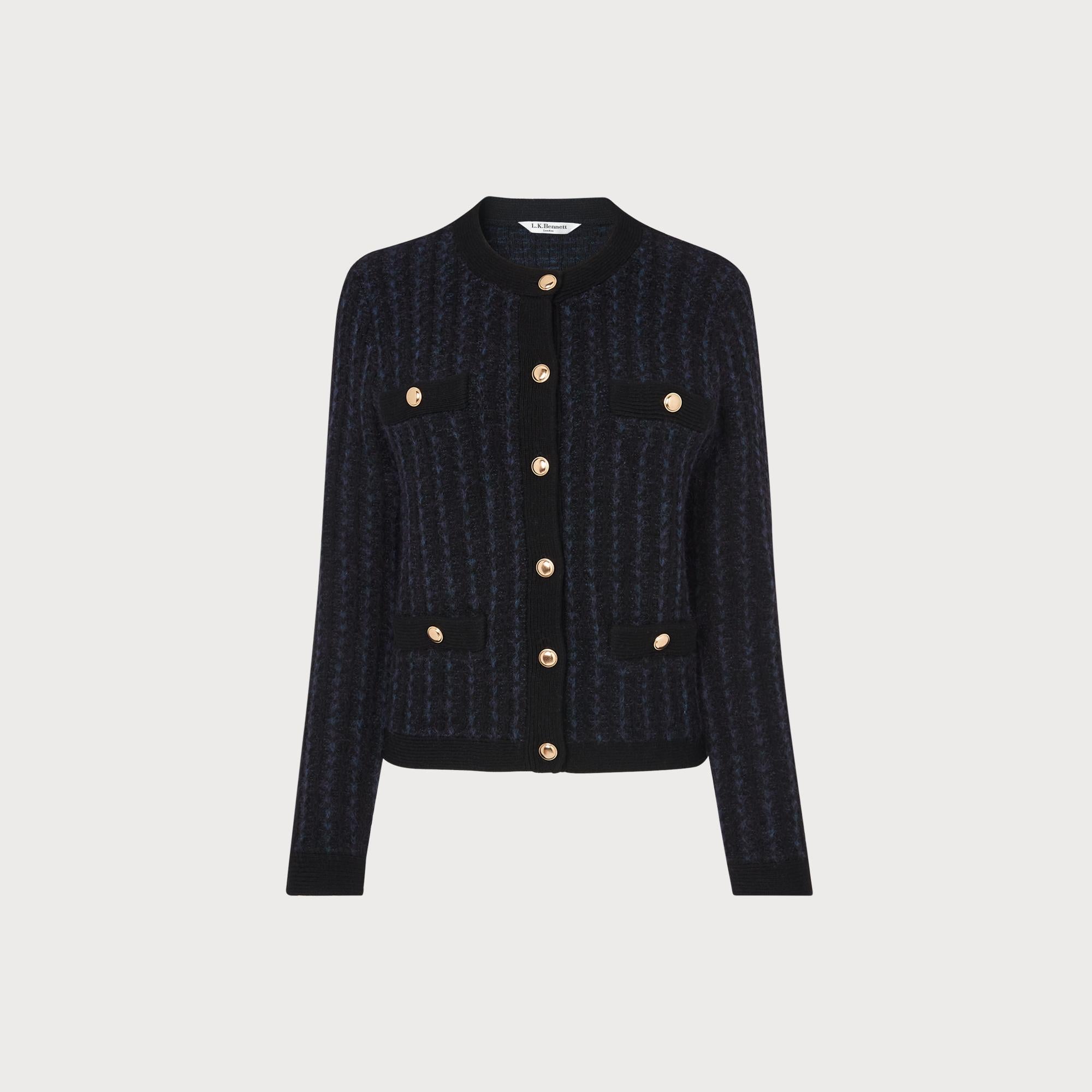 LK Bennett | Blondell Black Mohair Mix Cardigan | LK Borrowed