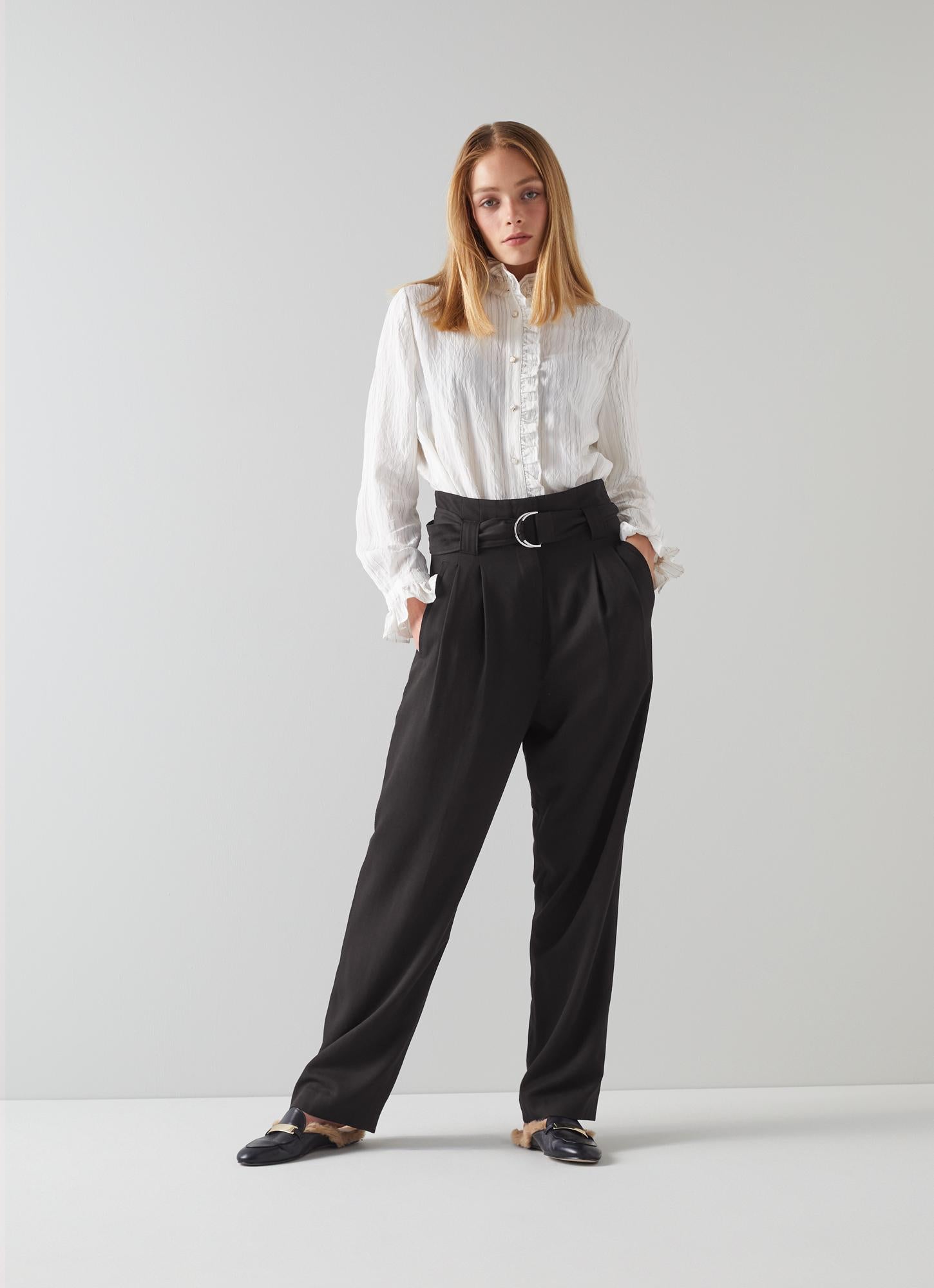 LK Bennett | Lisette Black Viscose Mix Trouser | LK Borrowed