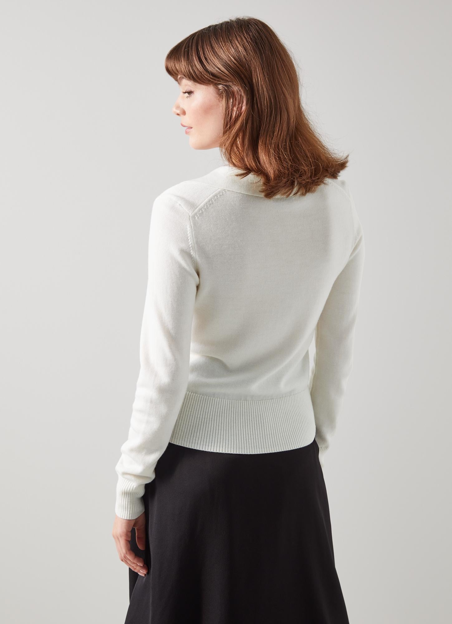 LK Bennett | Sophie Cream Merino Wool Knitted Top | LK Borrowed