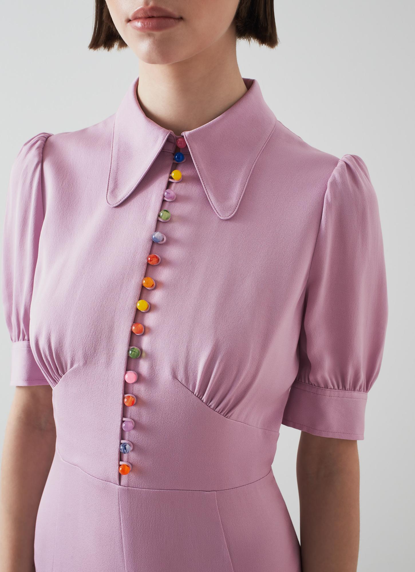 LK Bennett | Farrier Lilac Marble Button Dress | LK Borrowed