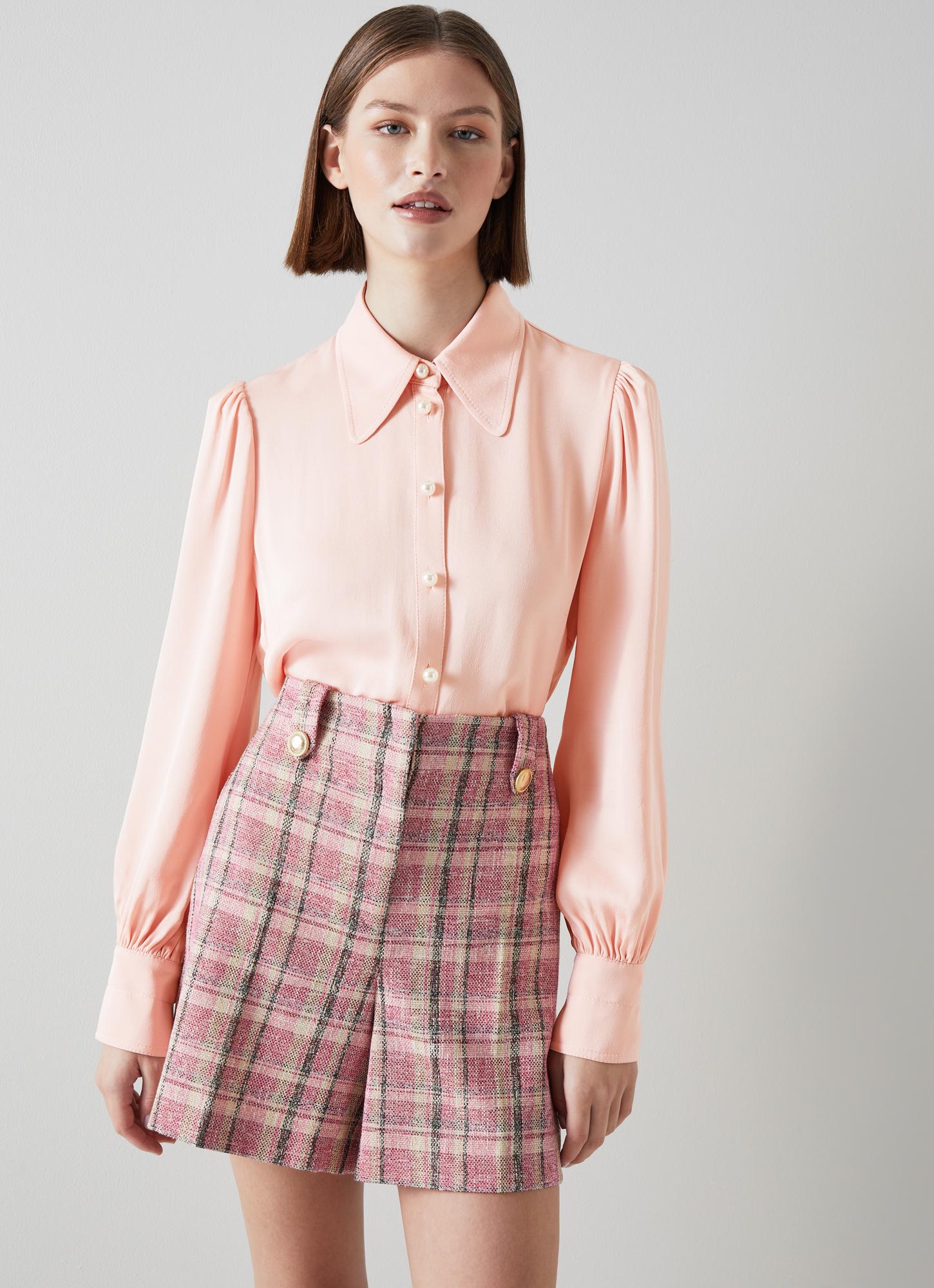 LK Bennett | Sonya Pink Crepe Blouse | LK Borrowed