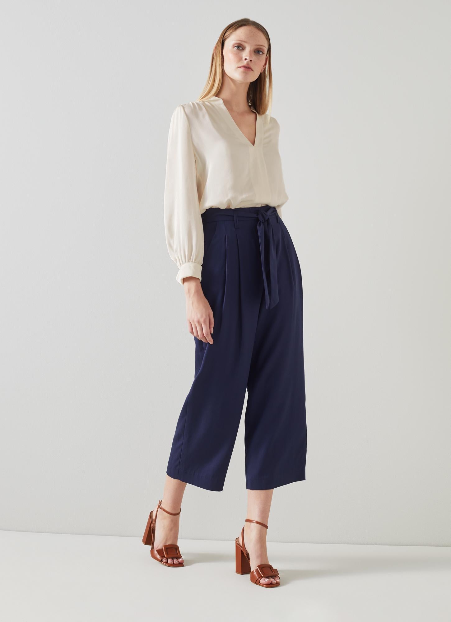 LK Bennett | Selina Cream Collarless Blouse | LK Borrowed