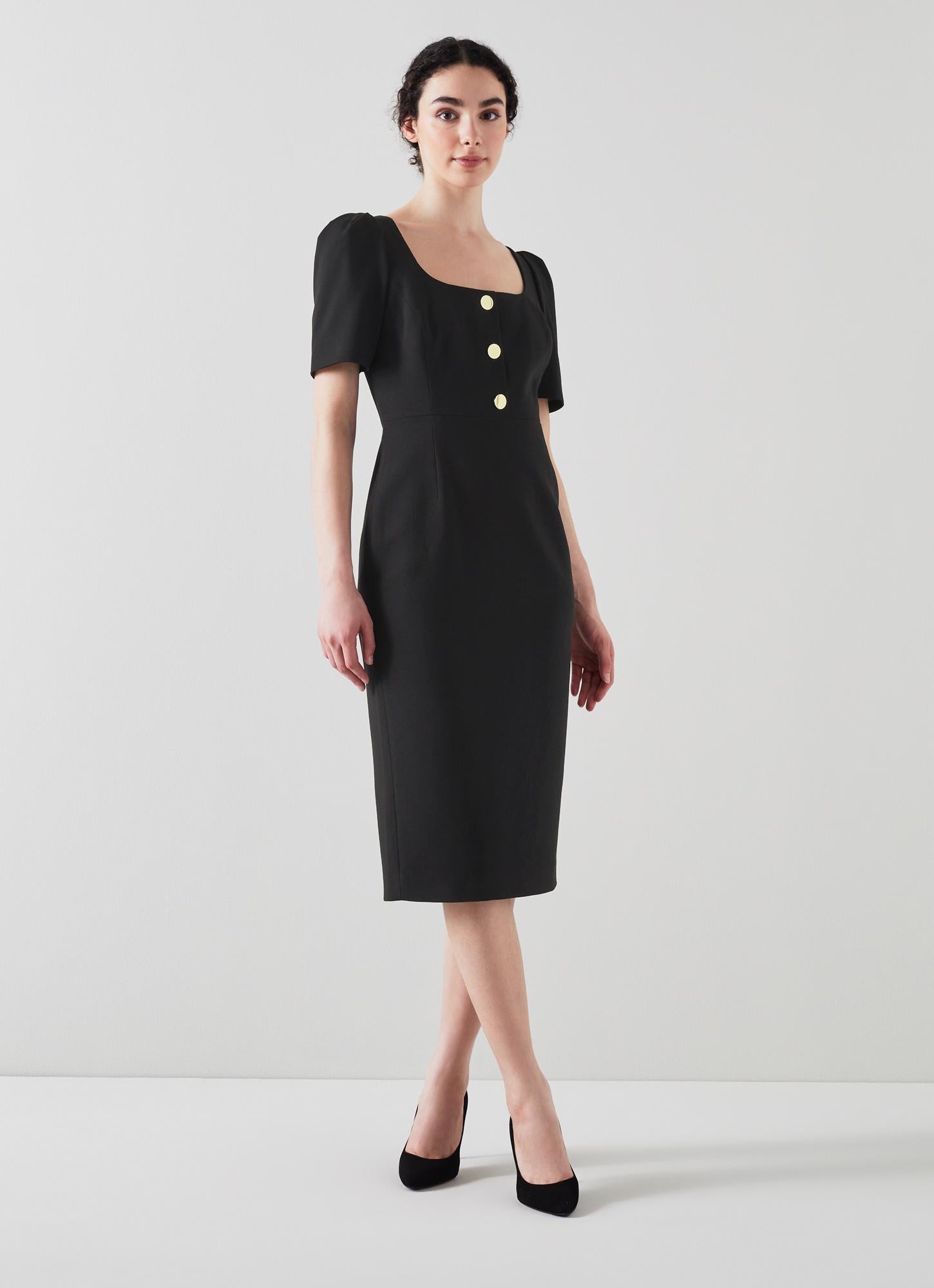 LK Bennett | Folly Black Crepe Shift Dress | LK Borrowed