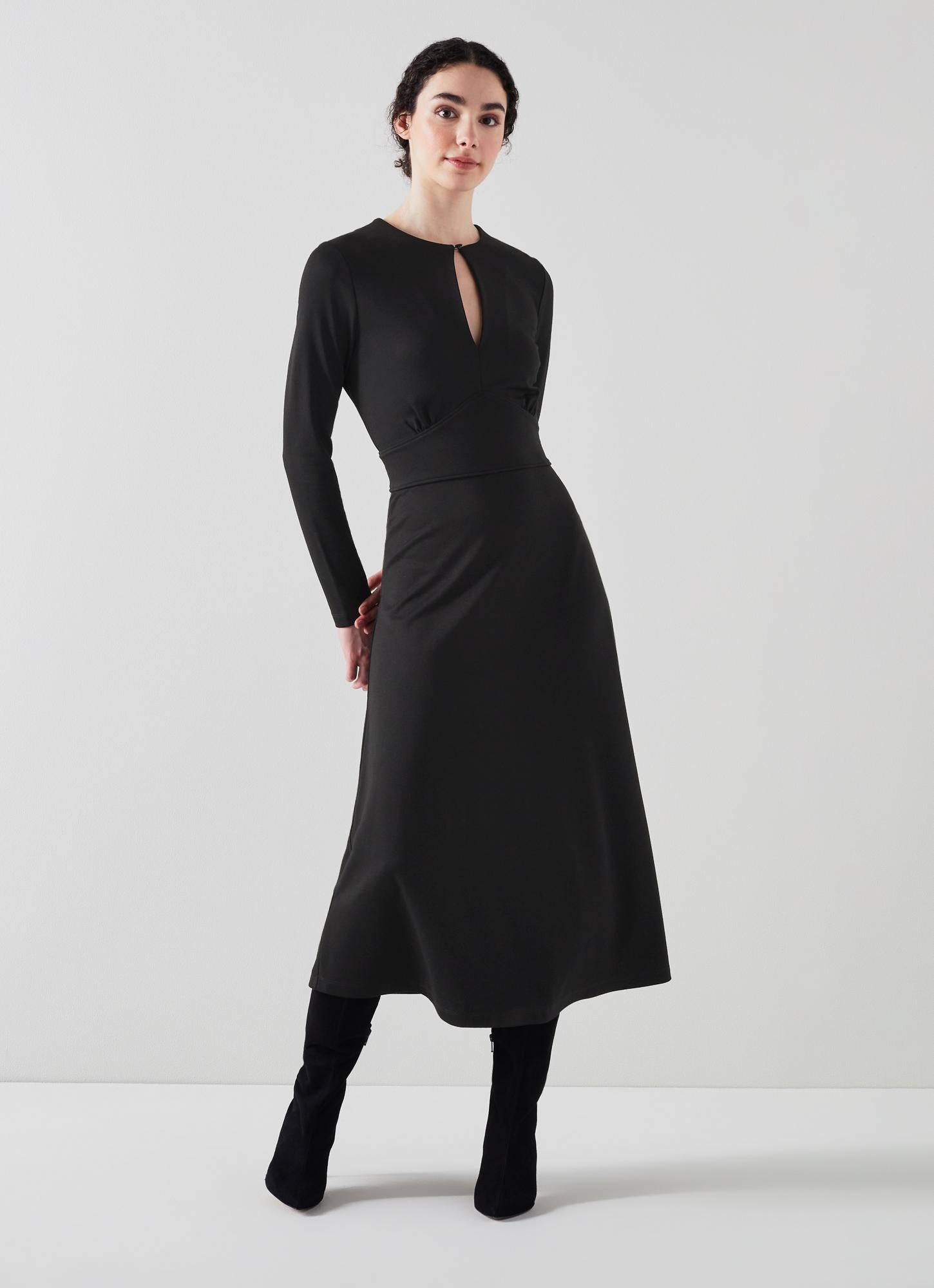 LK Bennett | Sera Black LENZING™ ECOVERO™ Viscose Blend Dress | LK Borrowed