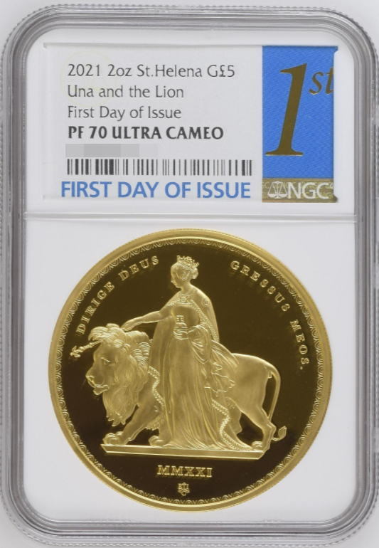 2021 セントヘレナ ウナライオン £1 プルーフ銀貨 NGC PF70UC③-