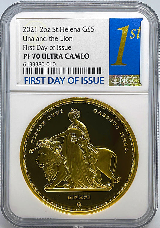 2021 オルダニー ウナ ライオン 2oz £5 銀貨 NGC PF70UC② | ofa.sg