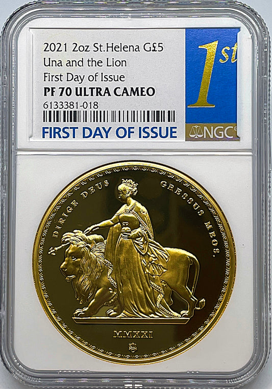 2021 セントヘレナ ウナとライオン £1 プルーフ銀貨 NGC PF69UC | www