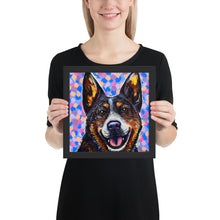 Load image into Gallery viewer, Blue Heeler art print black frame 10&quot; x 10&quot; 
