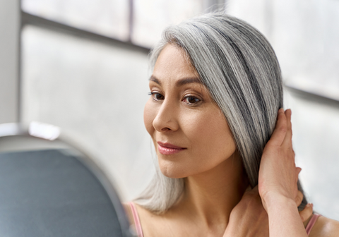 Woman Protecting Her Grey Hair With Top Tips On All Natural Haircare