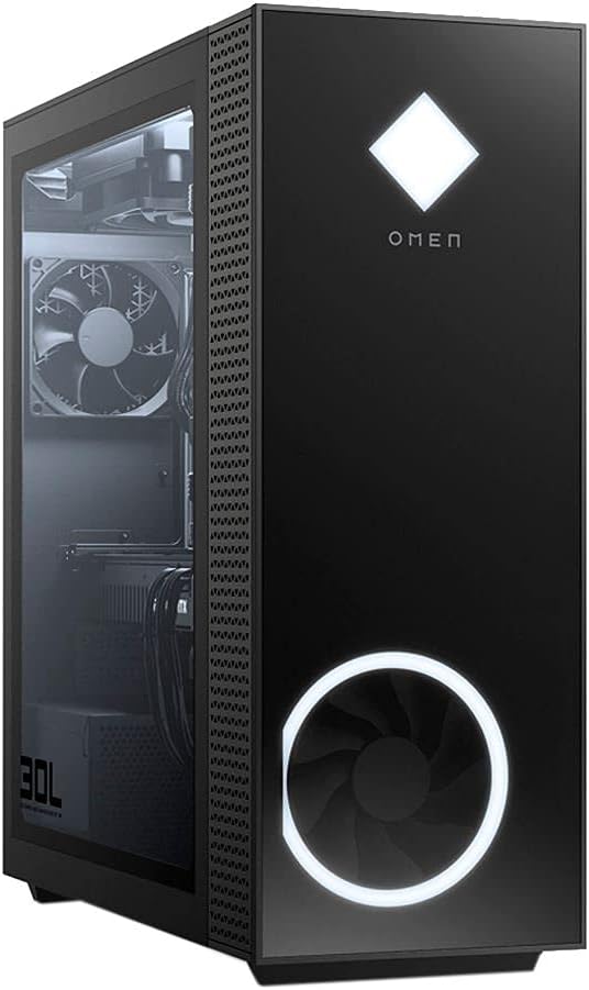  HP OMEN 30LGT13-1380z Gaming Desktop Intel Core i3-12100 3.3 GHz Intel UHD Graphics 730 8GB DDR4 RAM 256GB SSD Windows 11 Home, Black - 38T60AV-016 