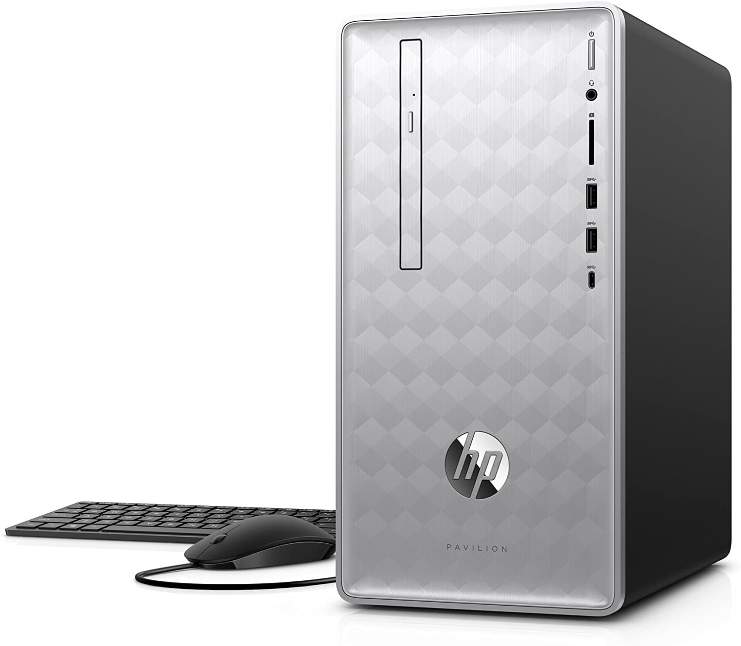  HP Pavilion 590-P0127c Desktop Computer Intel i3-8100 3.6GHz 4GB RAM 1TB HDD Windows 10 Home - Natural Silver 