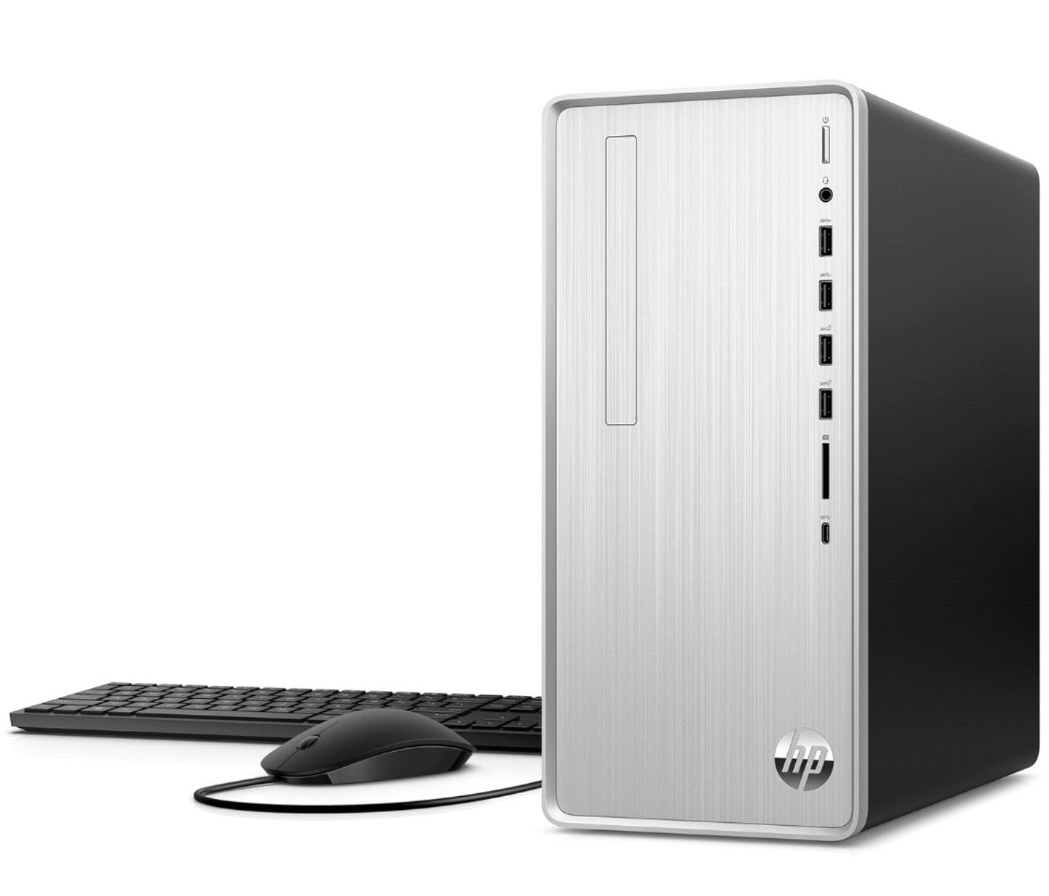  HP Pavilion Desktop - TP01-0145m PC AMD Ryzen 3 Quad-Core 3200G 3.6 GHz Radeon Vega 8 Graphics 1 TB SATA HDD 128 GB SSD 8 GB DDR4-2666 SDRAM DVD-Writer Windows 10 Home 64, Silver / Black 