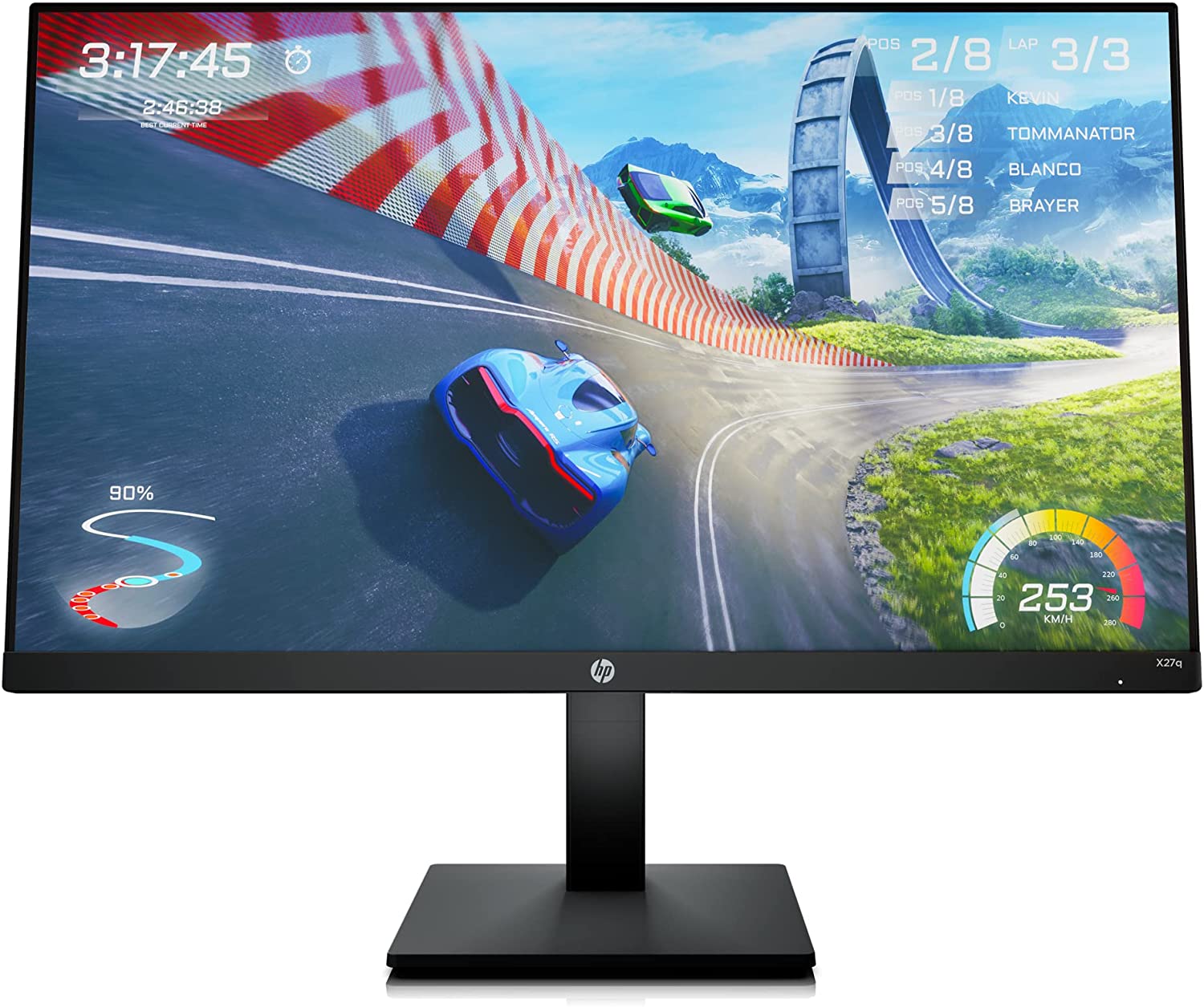  HP X27q 27" QHD 2560 x 1440 IPS 165 Hz Gaming Monitor, Low blue light mode, Anti-glare, 1000:1, 1ms Response, 400 nits -HDMI, DisplayPort, Height adjustable, Pivot rotation - Black 