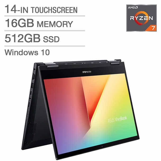  ASUS TM420IA-DB71T 14" FHD Touch Laptop AMD Ryzen 7 4700U 8GB DDR4 512GB SSD Windows 10 