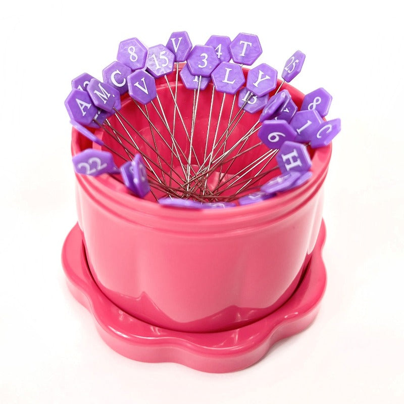 Uxcell Magnetic Pin Cushion Round Shape with 100pcs White Plastic Head  Pins, Magnetic Pins Holder Pink