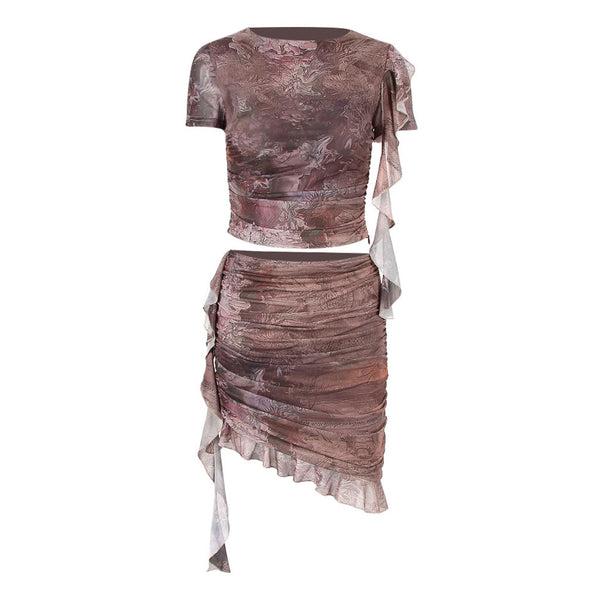 Opulent Satin Cowl Neck Cinched Back Crop Corset High Waist Maxi Skirt –  Luxedress
