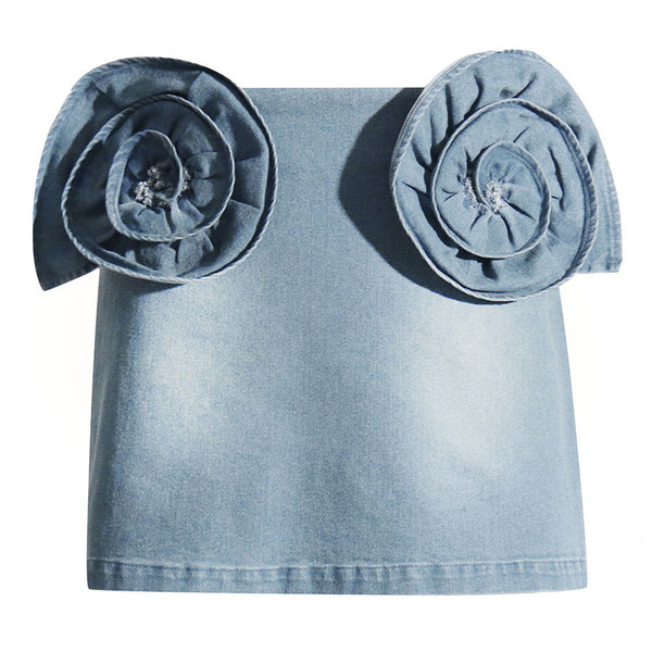 Asymmetric Belted Acid Wash High Waist Mini Denim Skirt – Luxedress