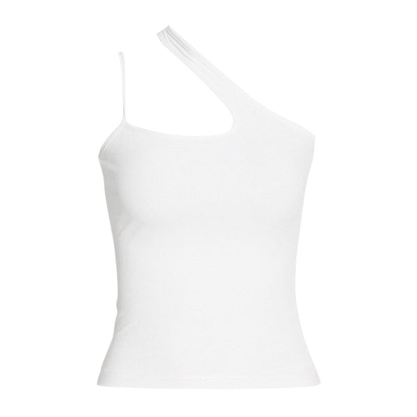 Luxedress Sparkly Rhinestone Cutout Tassel Triangle Bikini Set - White