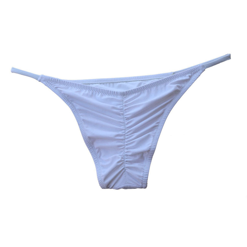 Brazilian Low Waist Scrunch Cheeky String Bikini Bottom - White – Luxedress