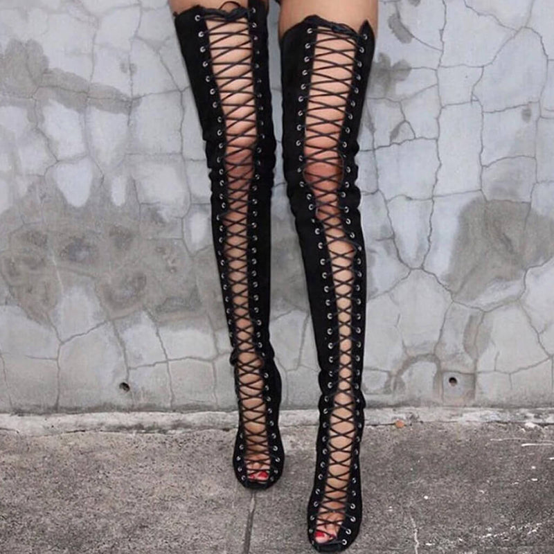 over the knee peep toe