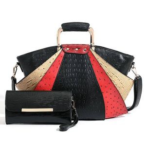 Luxury Leather Fan Tote Set - YNDIZ Bag Outlet