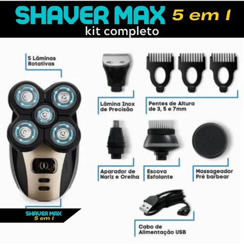 Barbeador Shaver Max 5 em 1 kit completo