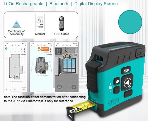 Trena e Fita Métrica Digital 5m Bluetooth Recarregável