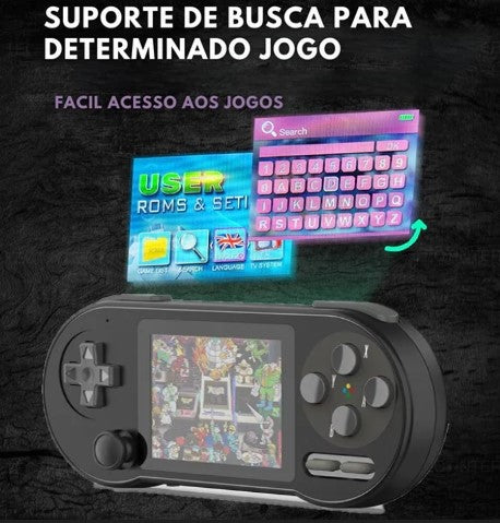 Video Game Portátil Black com 6000 Jogos - Super SF Nostálgico