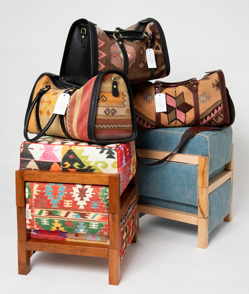 SFW Custom stacking stools and handmade kilim travel bags made in Instanbul