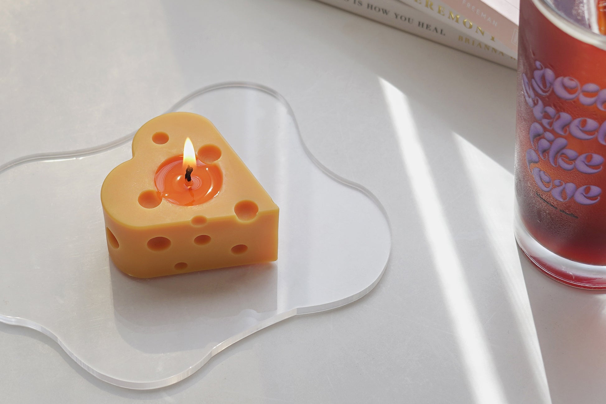 heart cheese candle