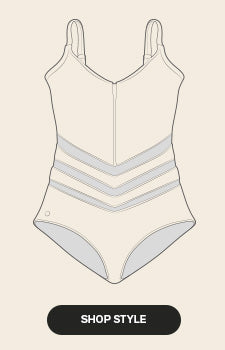 Geometric tulle one-piece light control swimsuit