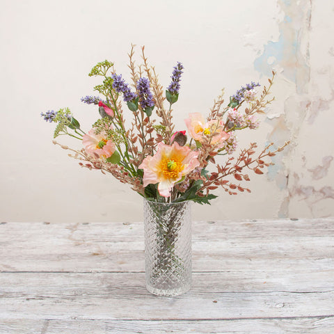 WILD FLOWER MIX IN AN OPTIC GLASS VASE