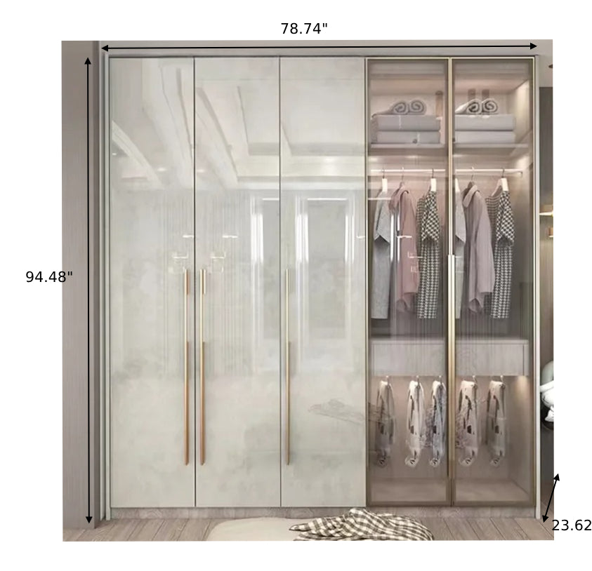 Glass Fusion Large Wooden Wardrobe / Lixra