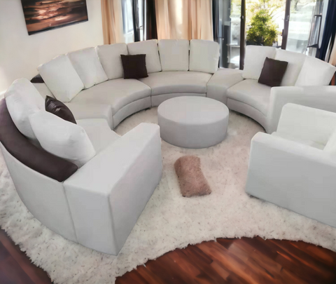 Elegant Designed Curvy Back Support Luxurious Leather Sofa Set –