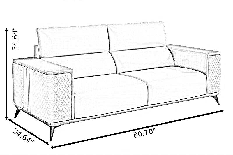 3-Piece Indoor Leather Upholstery Sofa Set / Lixra
