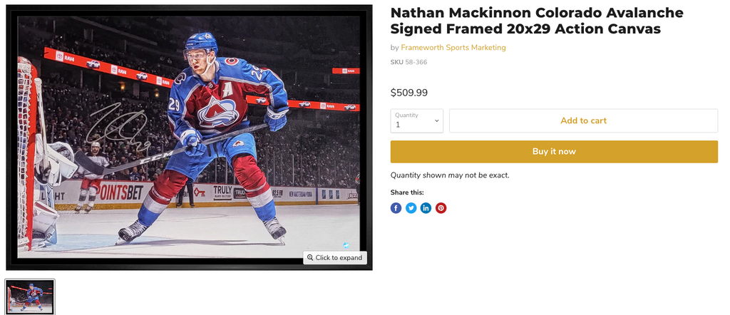 Framed Nathan MacKinnon Colorado Avalanche Autographed 2022