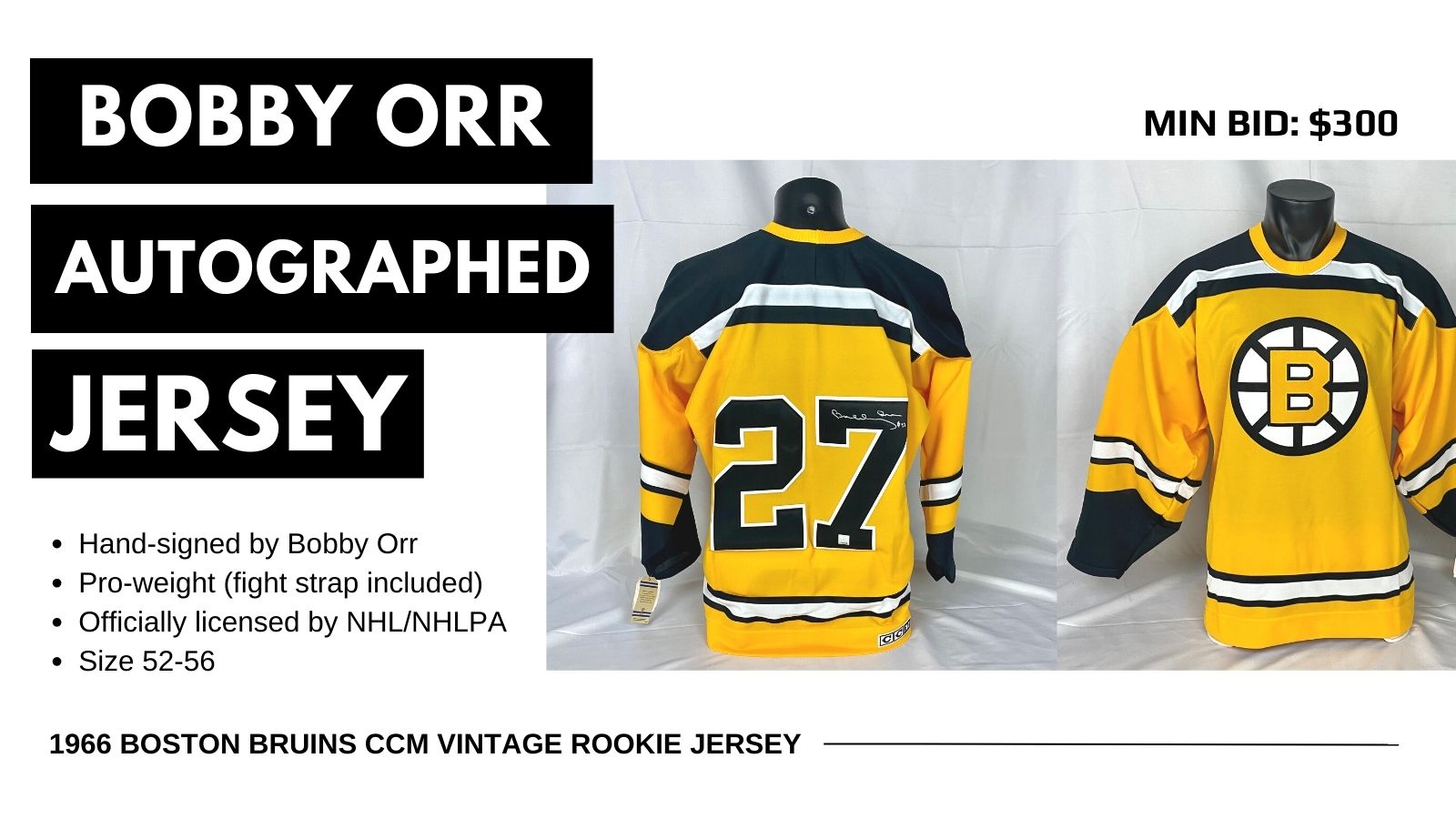 Bobby Orr signed 1966 Boston Bruins Vintage CCM Rookie Jersey. Frameworth Auctions