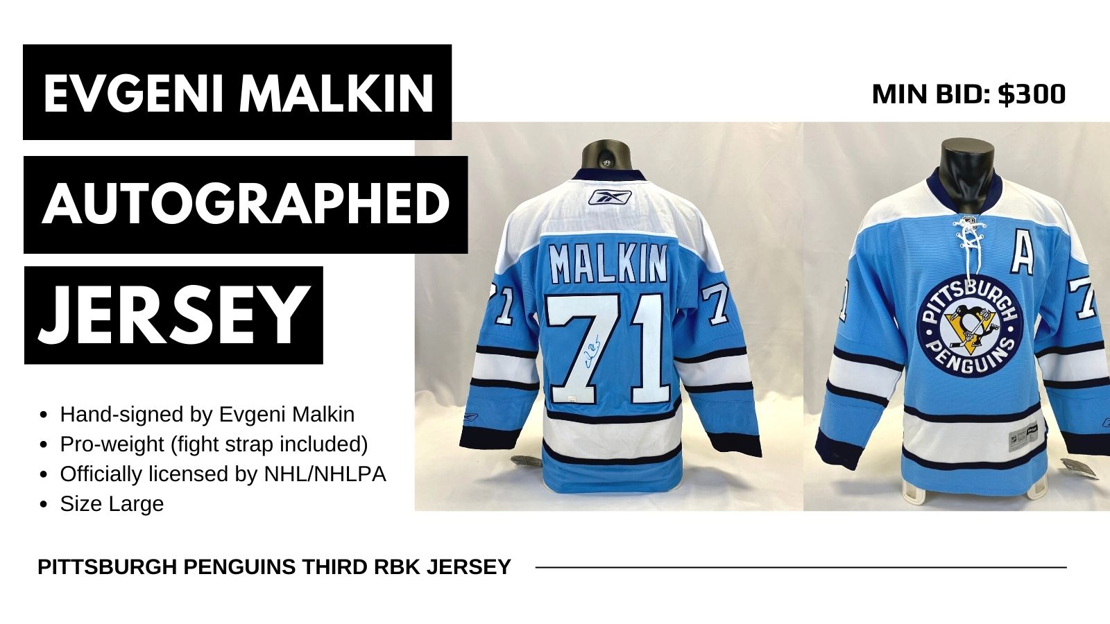 Evgeni Malkin signed Pittsburgh Penguins Third Replica RBK Jersey. Frameworth Auctions