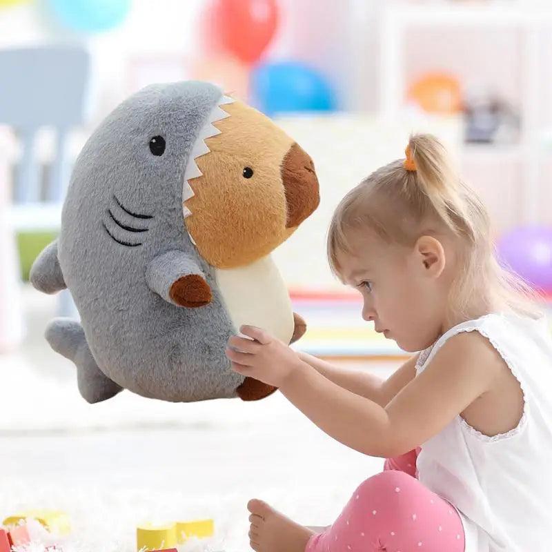 Cute Capybara Plush Shark - 13.7" Reversible Stuffed Cushion Toy