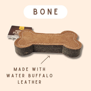 BONE leather dog toy - MOSS